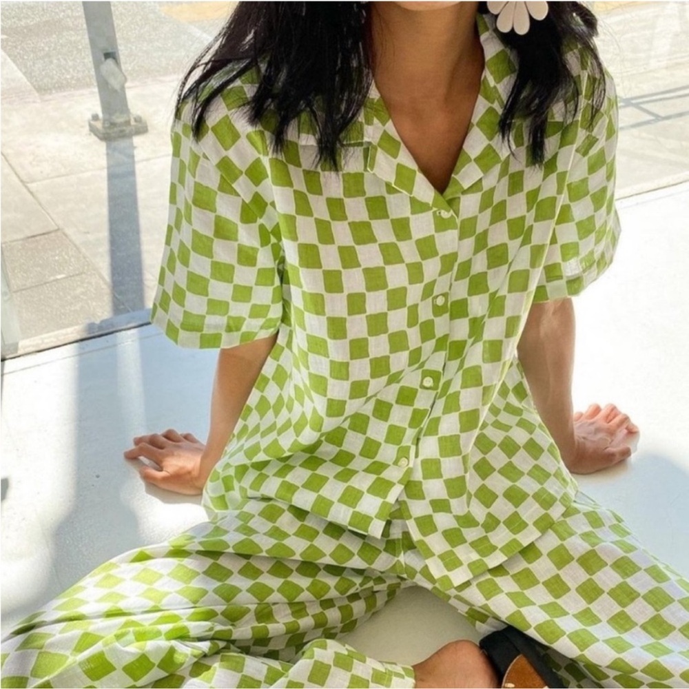 Holiday The Label | Checkered Print Pyjama Top & Bottom Set | Medium